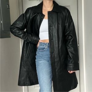 NWT Excelled Collection black leather trench